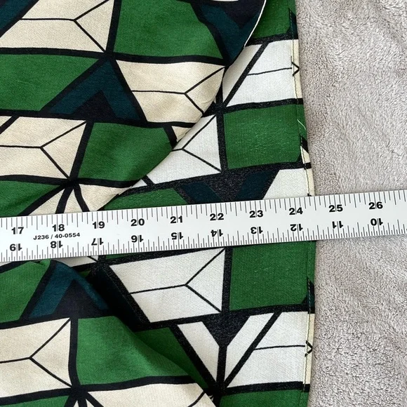 Zara Green Black Cream Geometric Printed Collared V-neckline Blouse Size Large - Picture 15 of 16